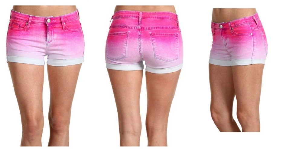 Vintage Y2K  JUICY COUTURE TIE DYE Ombre JEAN SHORTS IN HOT PINK  NEW 27 28
