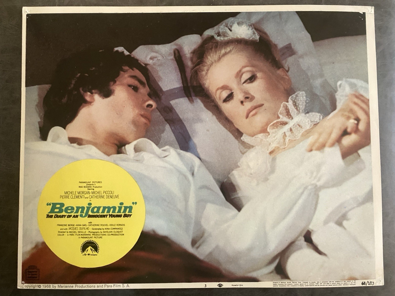BENJAMIN 1968 Original Vintage Lobby Card w/ Catherine Deneuve & Michele Morgan