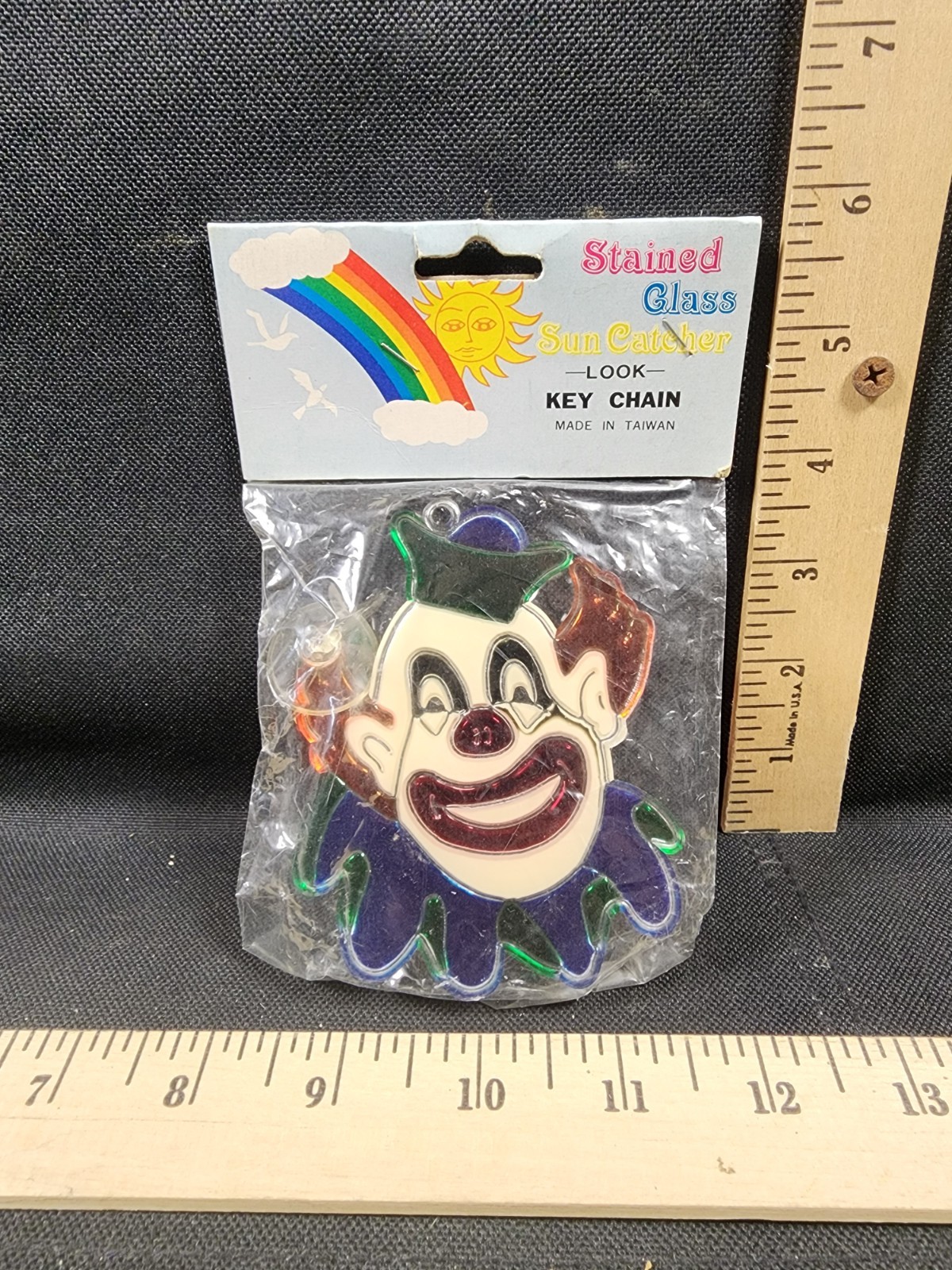 Vintage Creepy Clown Circus Plastic Stained Glass 3D Sun Catcher New Sealed