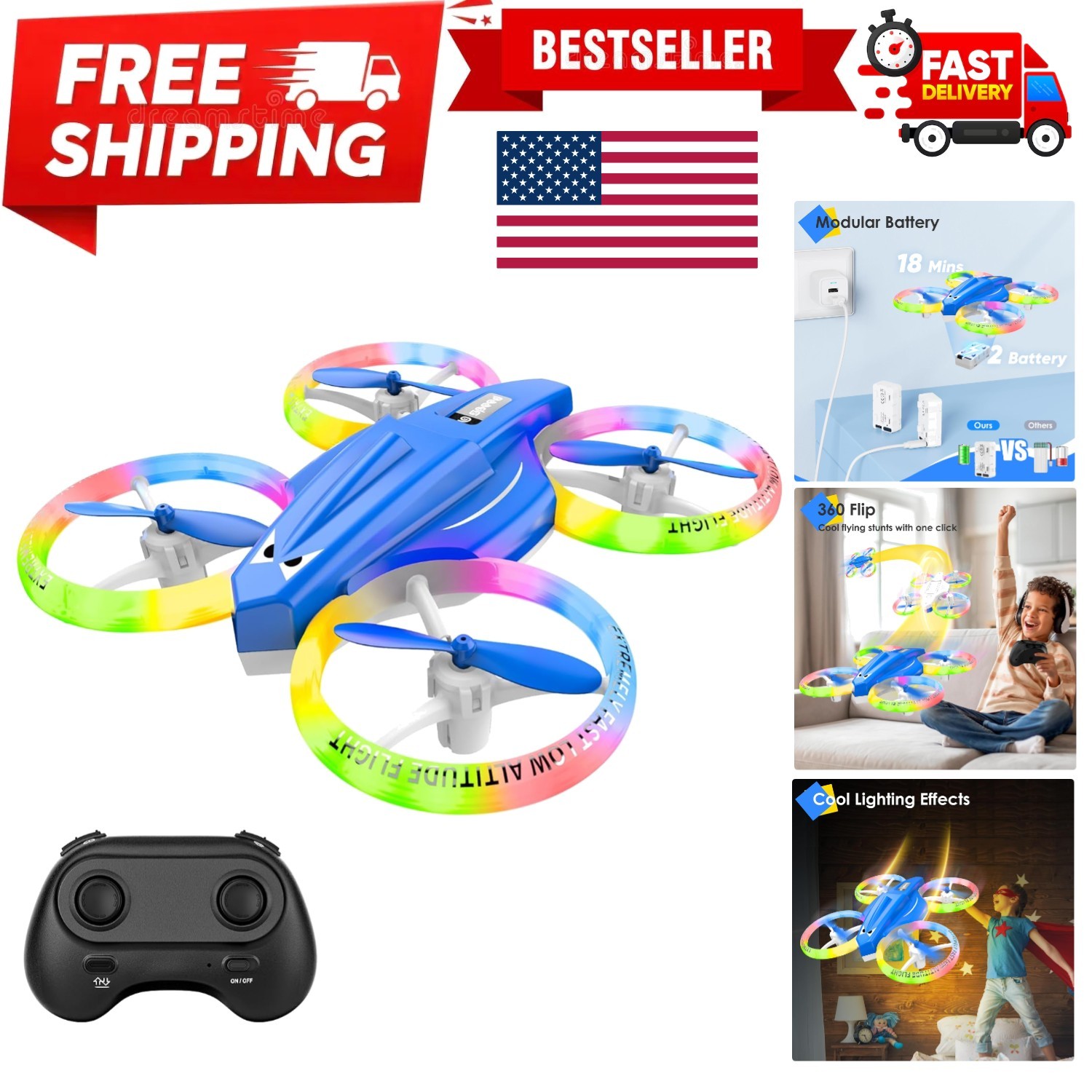 Drone for Kids and Beginner with Led Light, Small Indoor Rc Light Up Drone wi...
