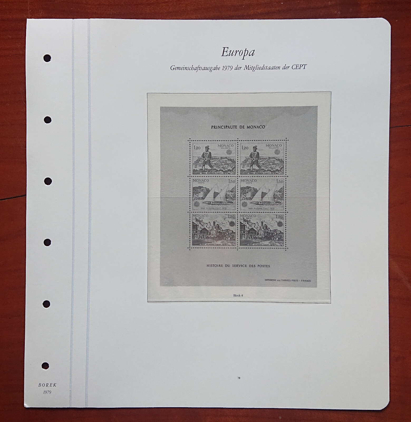 Vordruckblatt Europe Sinking Joint Issue 1979 Mitgliedstaaten Cept Monaco