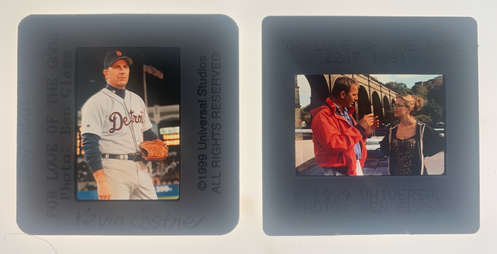 FOR LOVE OF THE GAME Kevin Costner Kelly Preston 1999 35mm Publicity Slides x2