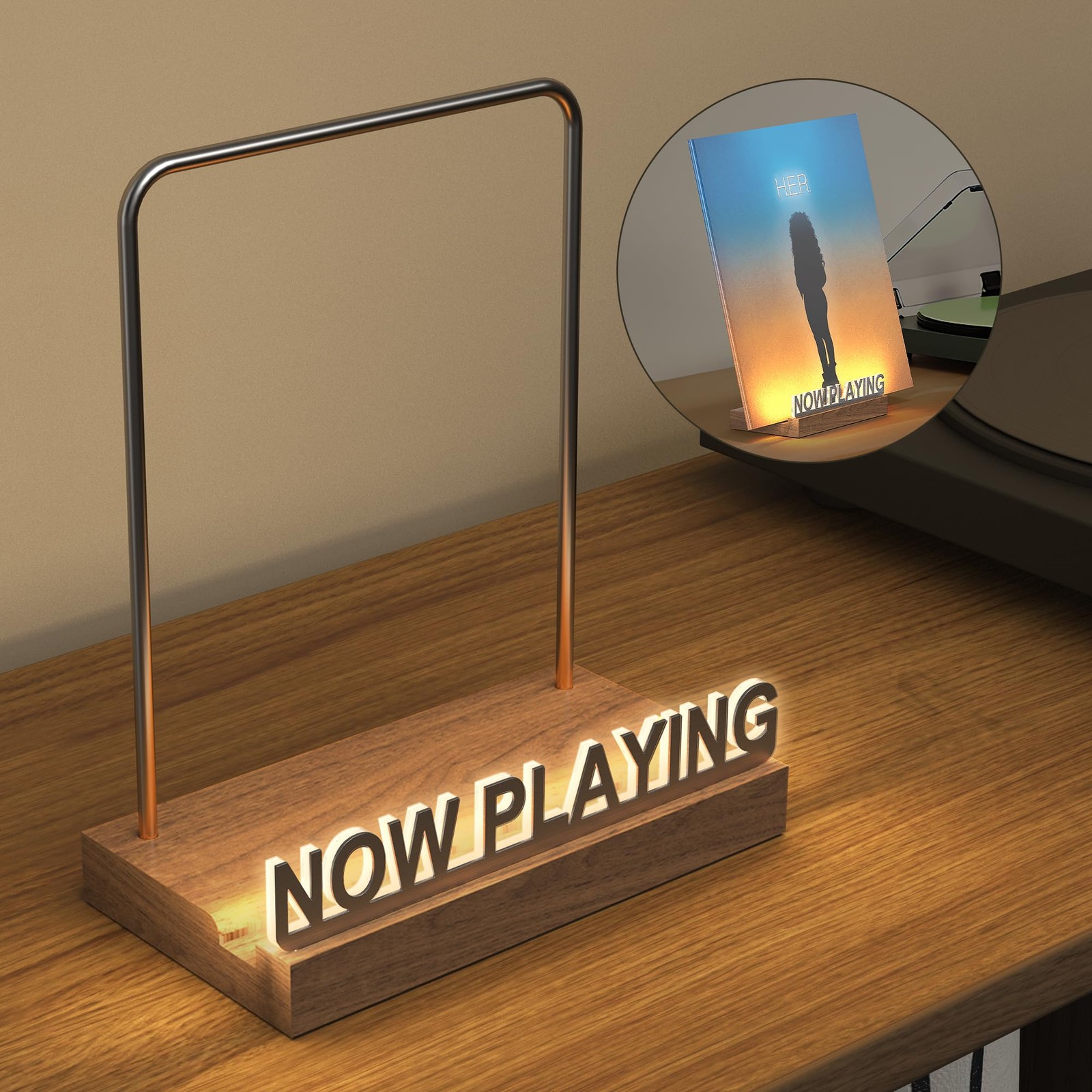 Now Playing Vinyl Record Stand, Light Up Vinyl Record Display Stand, Holder f...