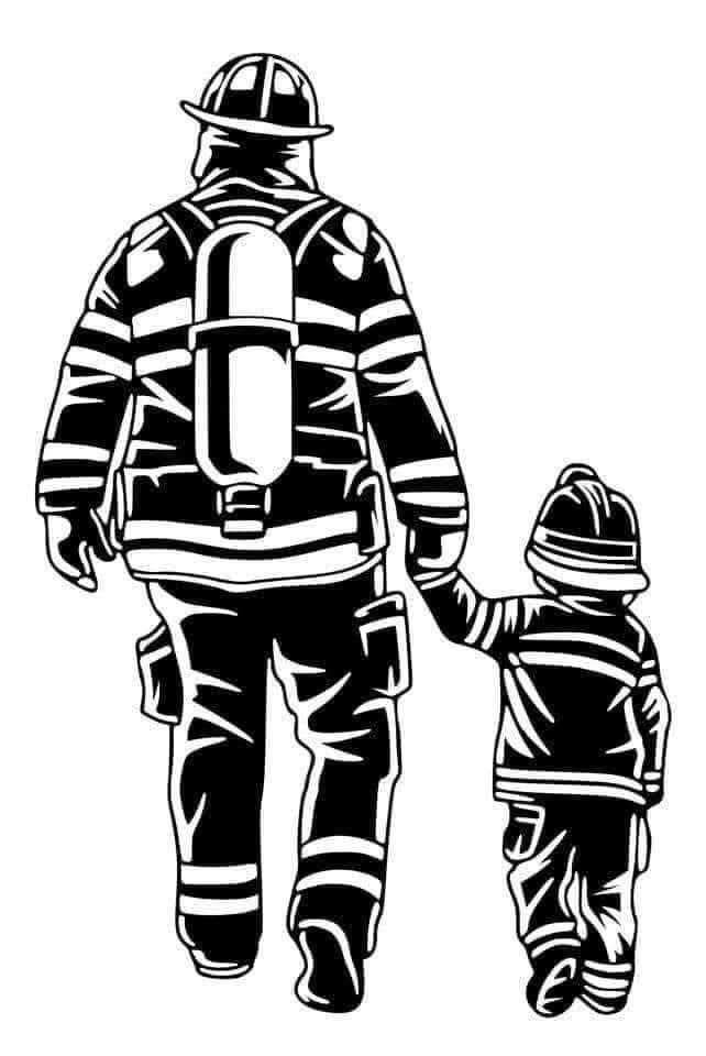 Fire fighter & son  Vinyl Decal Sticker