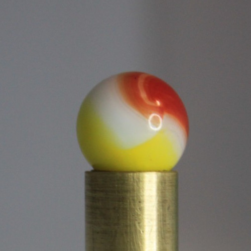 VITRO AGATE MARBLE ALL RED BRIGHT YELLOW OPAQUE WHITE 5/8" VINTAGE GLASS TARGET