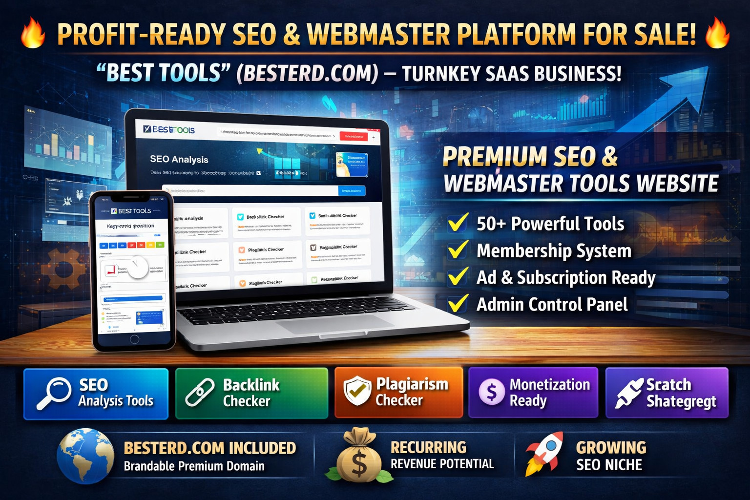 PROFIT-READY SEO & WEBMASTER TOOLKIT PLATFORM for SALE!