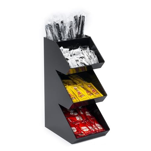 Condiment Holder Stand - 3 Tier Compartment for Condiments, Sauce Packets, and 
