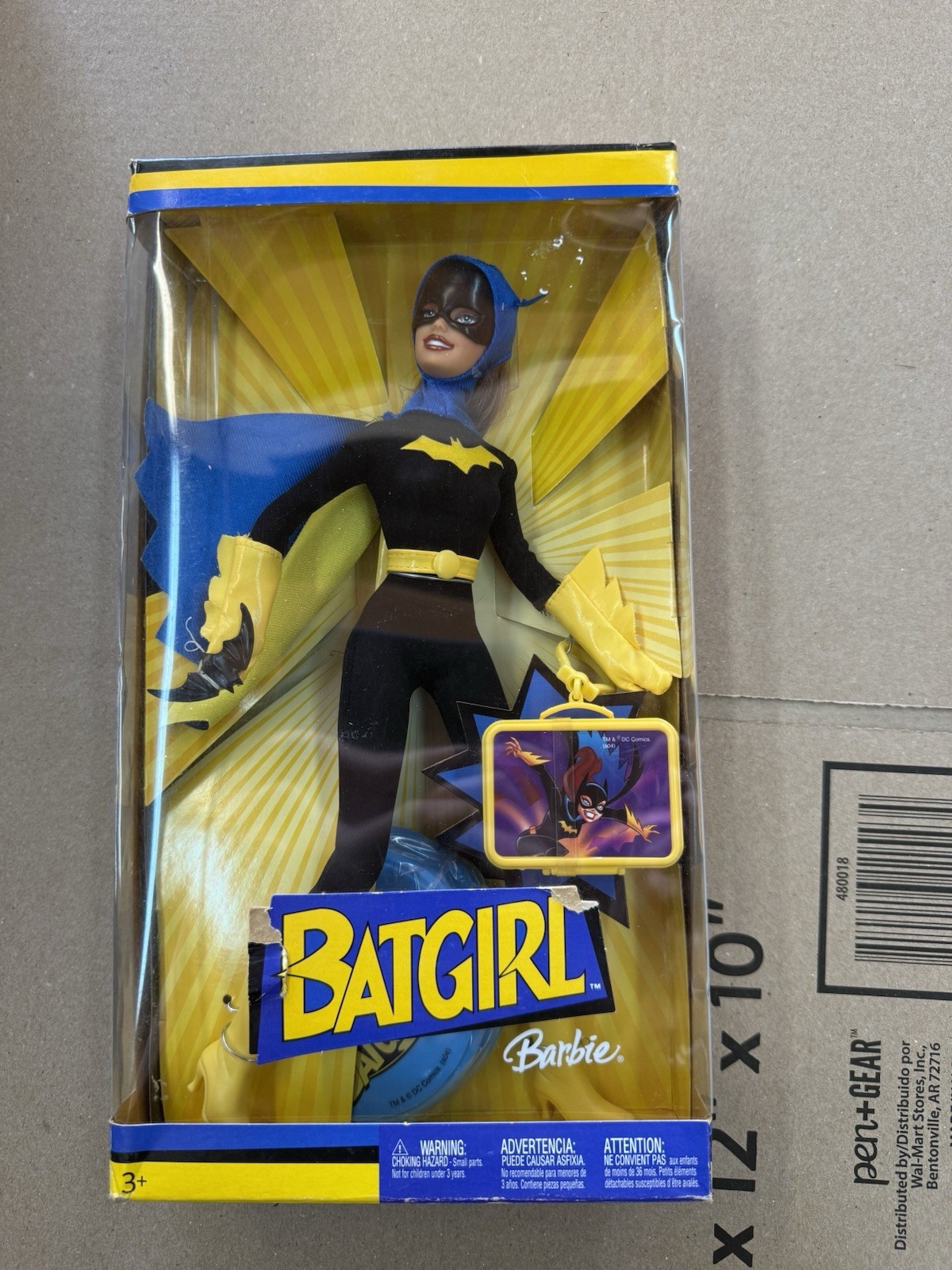 Batgirl Barbie Doll DC Comics Mattel NRFB Cape Mask Bag Accessory
