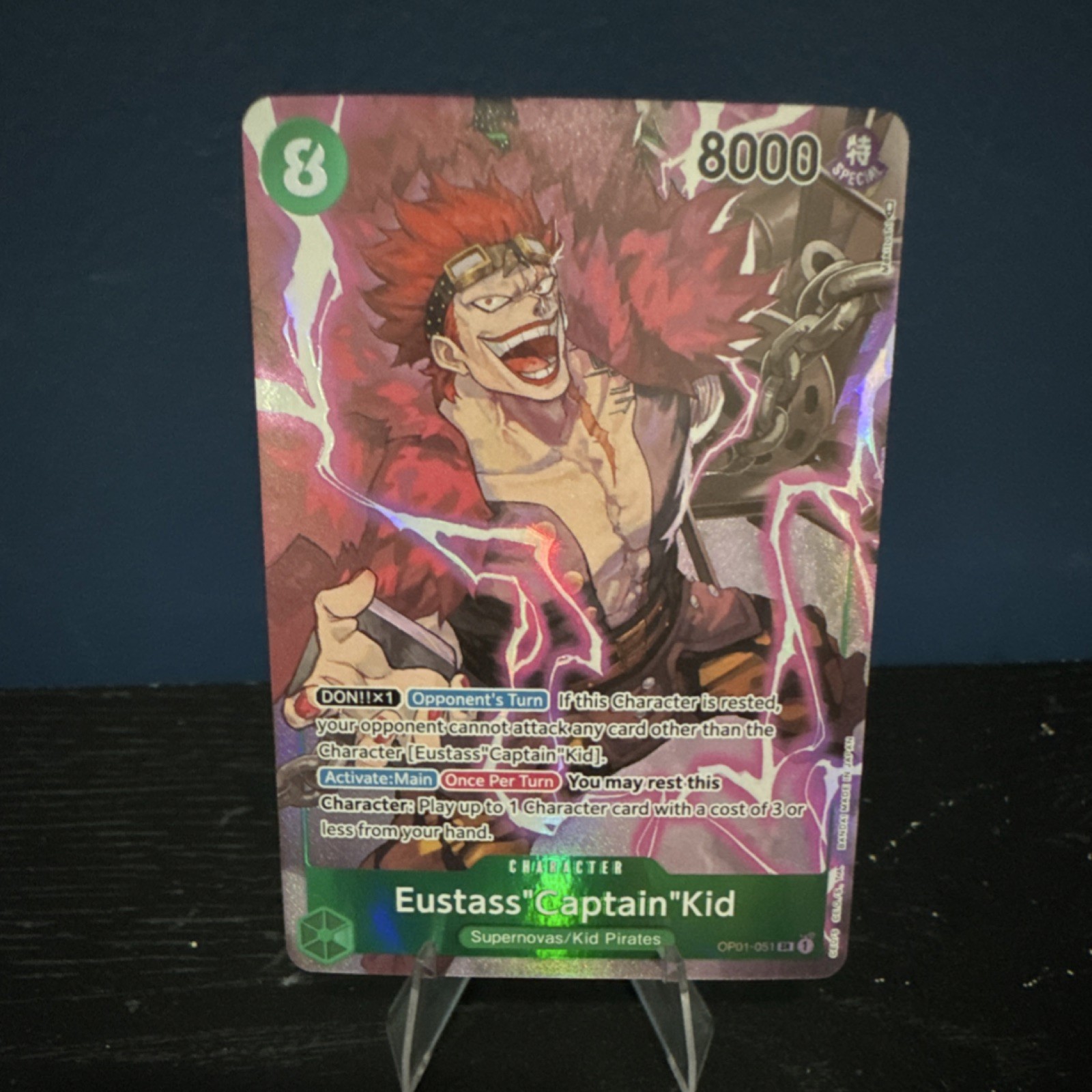Bandai One Piece CCG Eustass"Captain"Kid OP01-051 Romance Dawn Foil 8000 Power