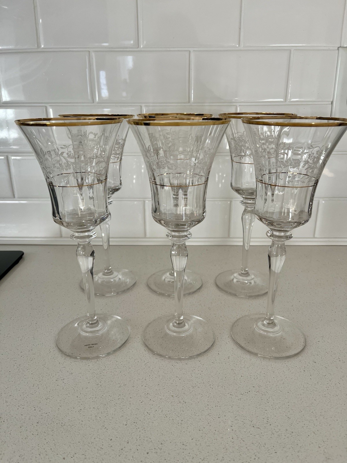 Vintage Mikasa Antique Lace Pattern Crystal Water Wine Goblets Set Of 6