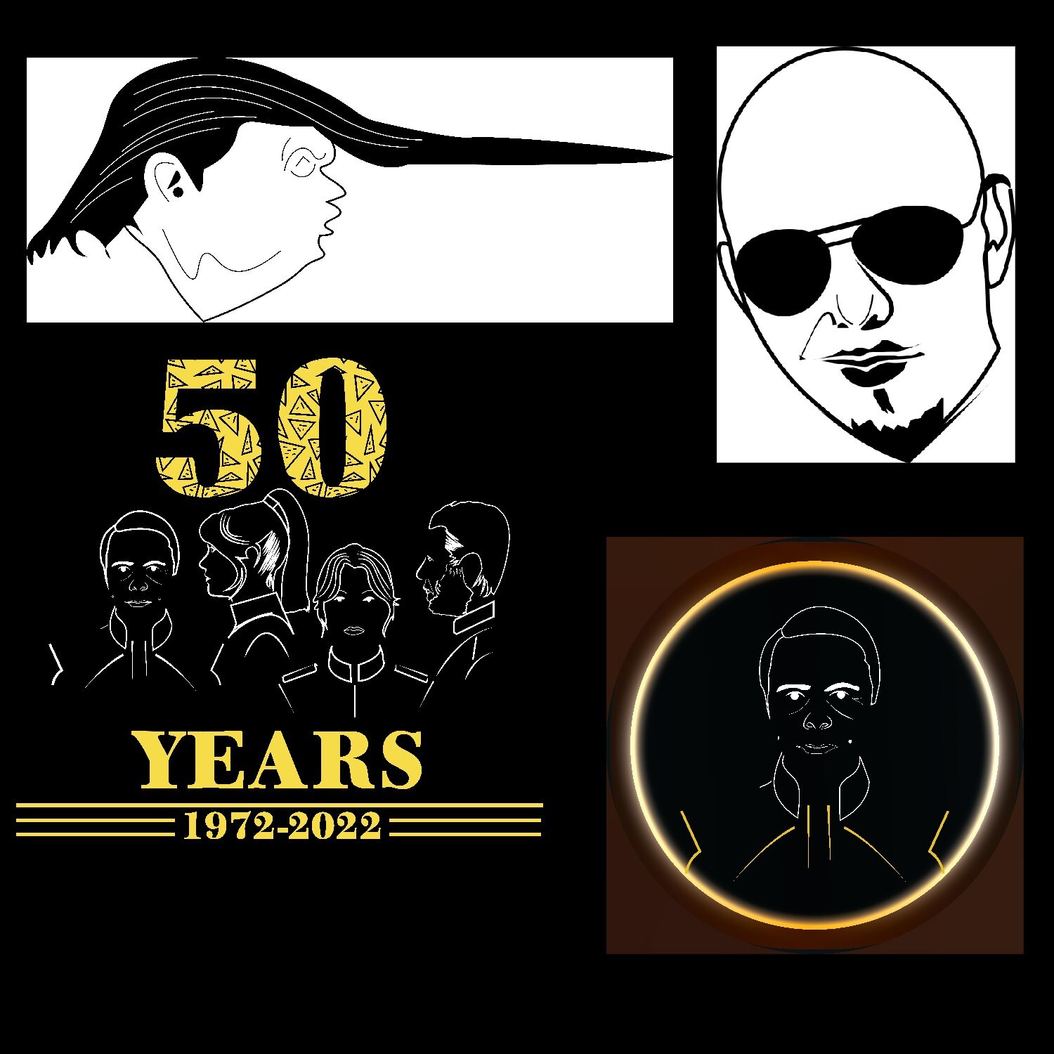 Professional custom line art, cartoon design portraits