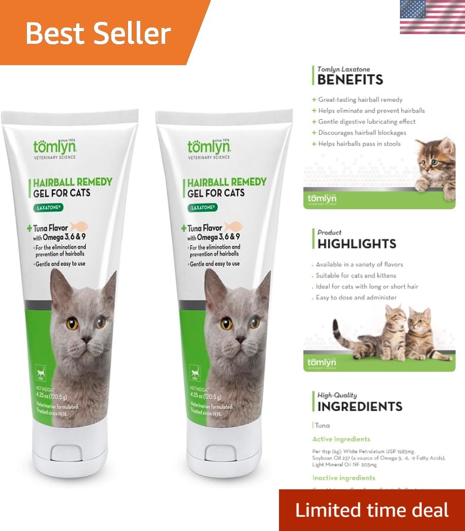 Laxatone Tuna-Flavored Hairball Remedy Gel for Cats and Kittens, 4.25oz - Pac...
