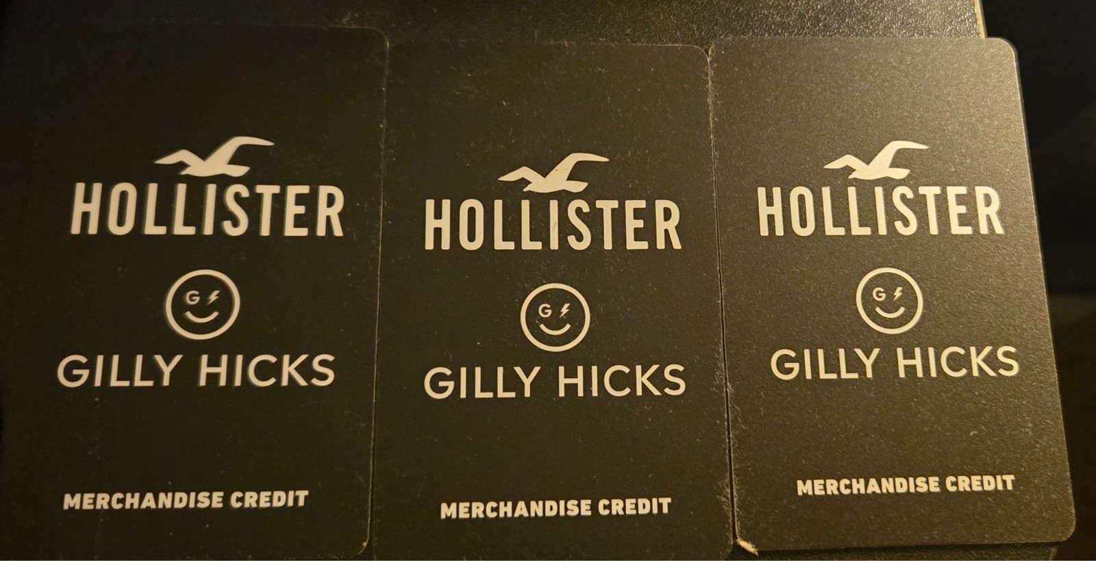 Hollister Gilly Hicks Physical Gift Cards (Balance $114.39). No expiration date