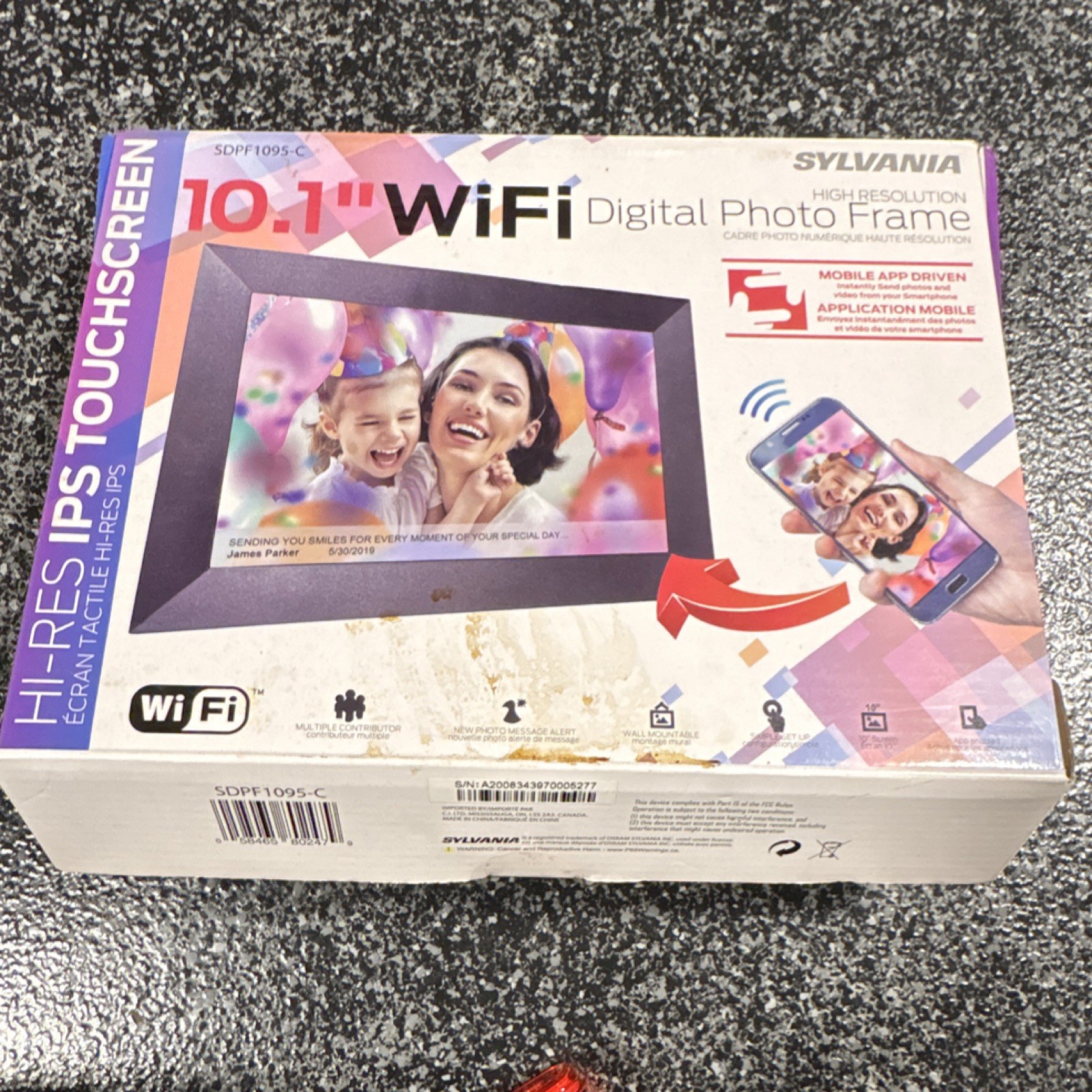 Sylvania SDPF1095-C 10.1" Wi-Fi IPS Touchscreen Digital Photo Frame, Black