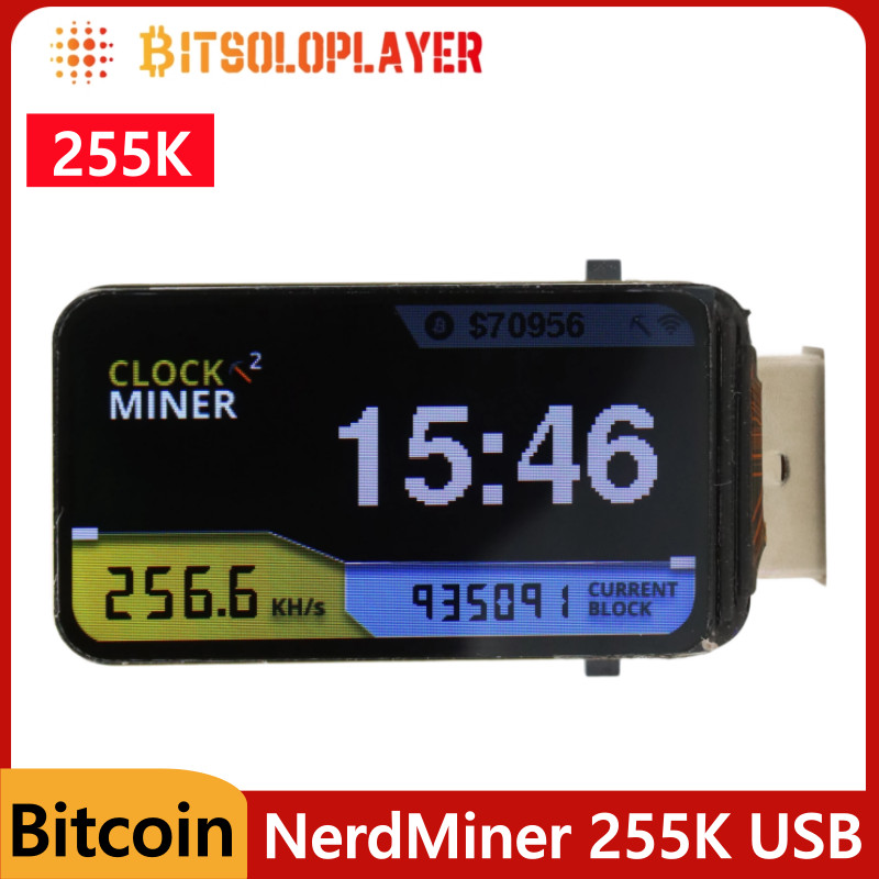 Low-Power USB Miner NerdMiner 255KH/S BTC Crypto Miner Solo DIY Lottery Miner