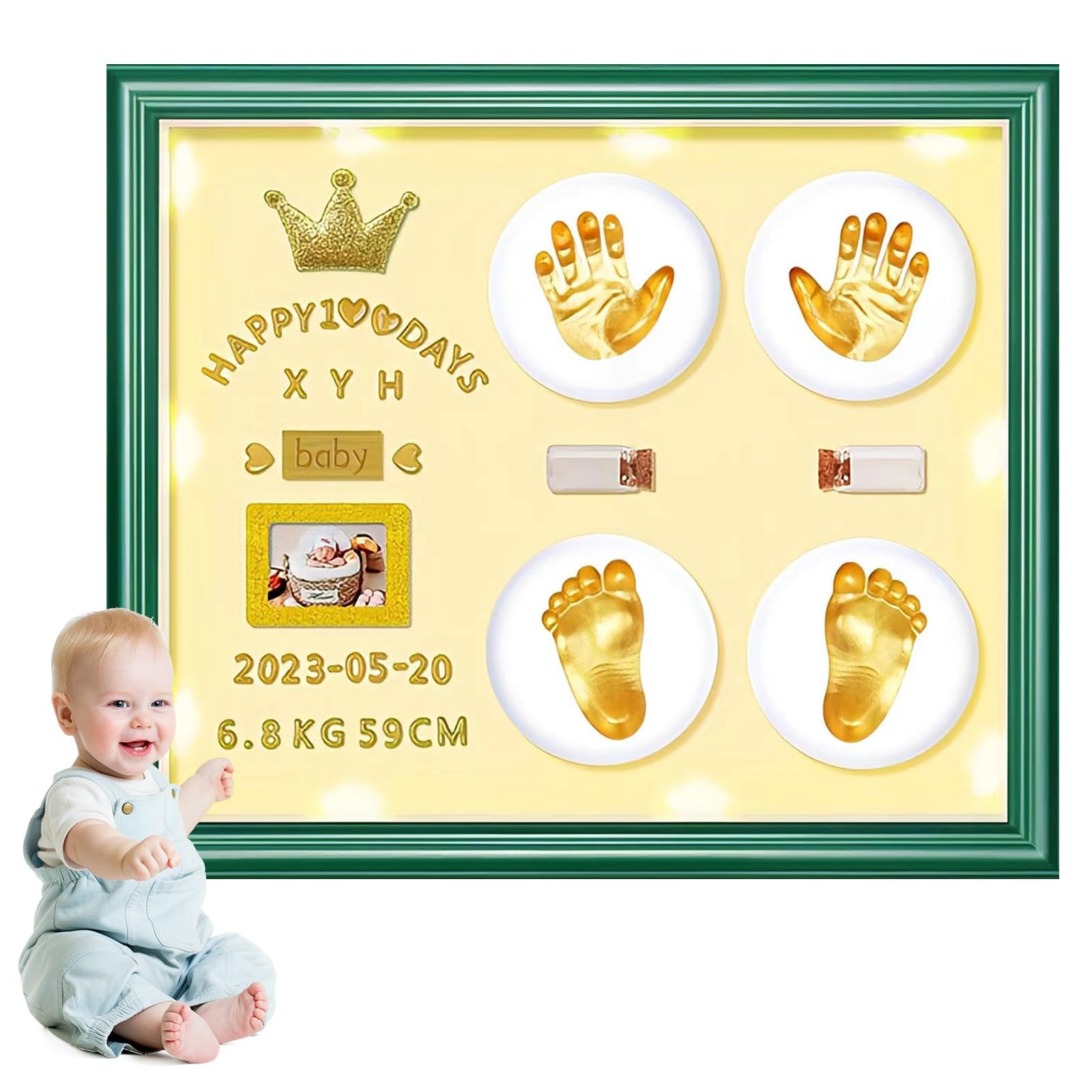 Newborn Hand and Footprint Clay Photo Frames, Baby Footprint Keepsake Sets, I...