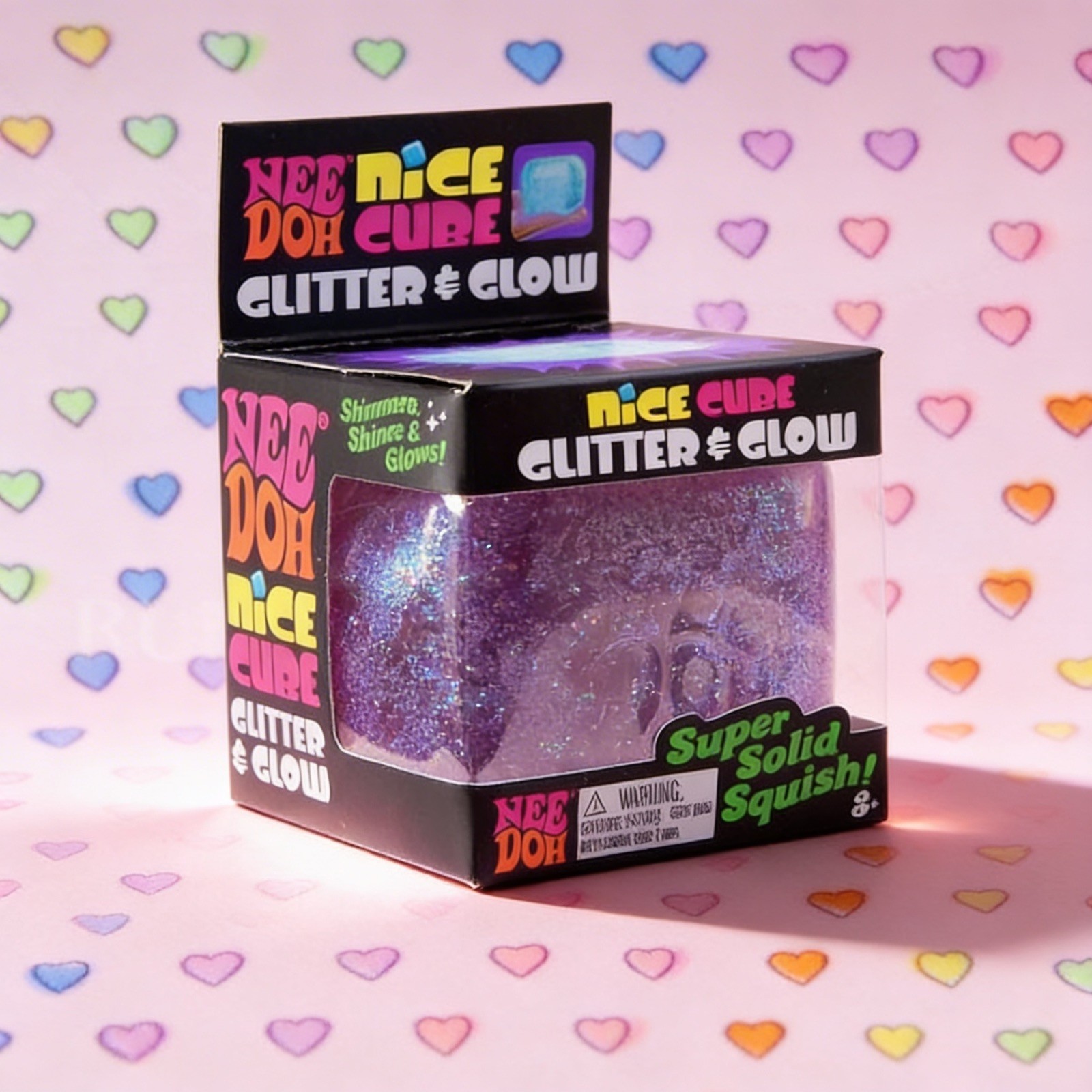 Nee Doh Glitter & Glow Purple Nice Cube - brand new sealed - NeeDoh