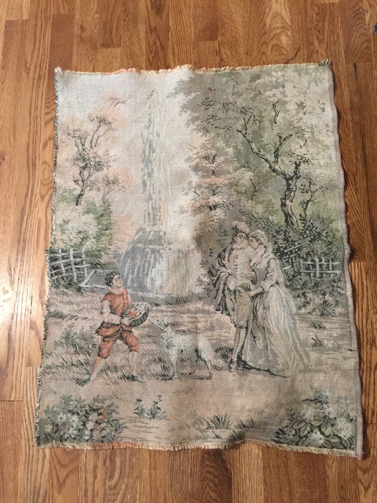 Vintage Romantic Scene Old World Tapastry  signed Belgium