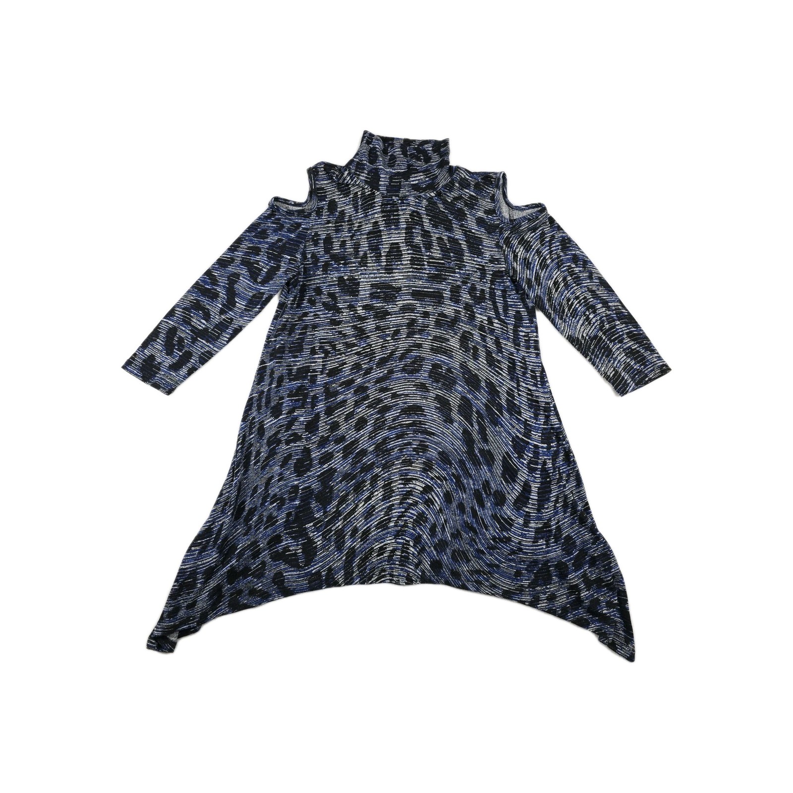 Ciara Sun Woo Women's Size XS Abstract Cold Shoulder Top Blouse Tunic Leopard 