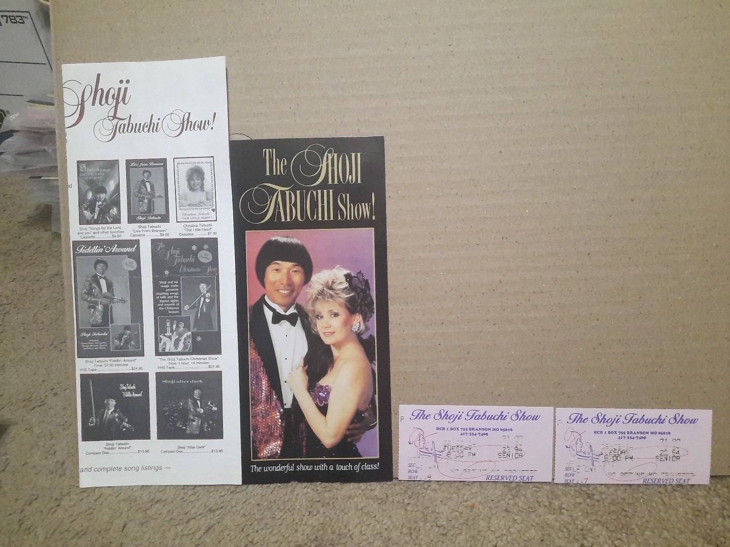 The Shoji Tabuchi Show Brochure & 2 Ticket Stubs Branson, Missouri 