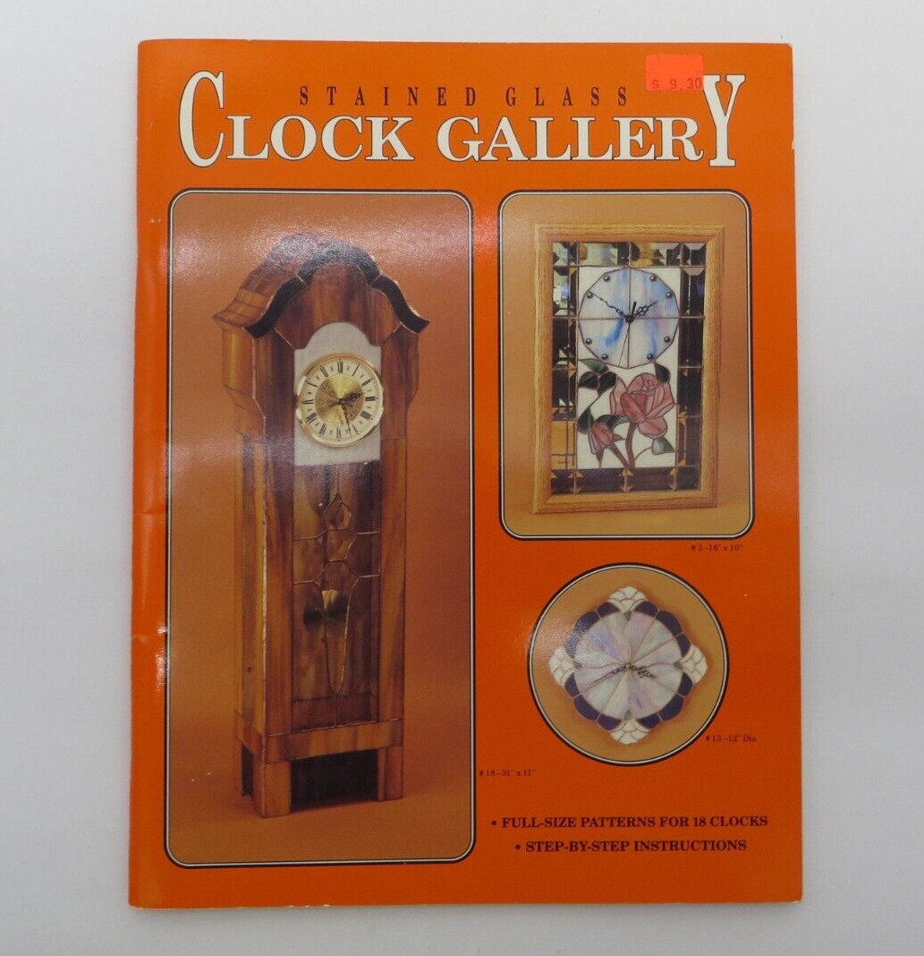 STAINED GLASS CLOCK GALLERY 1989 Pattern Book 18 full-size patterns step by step