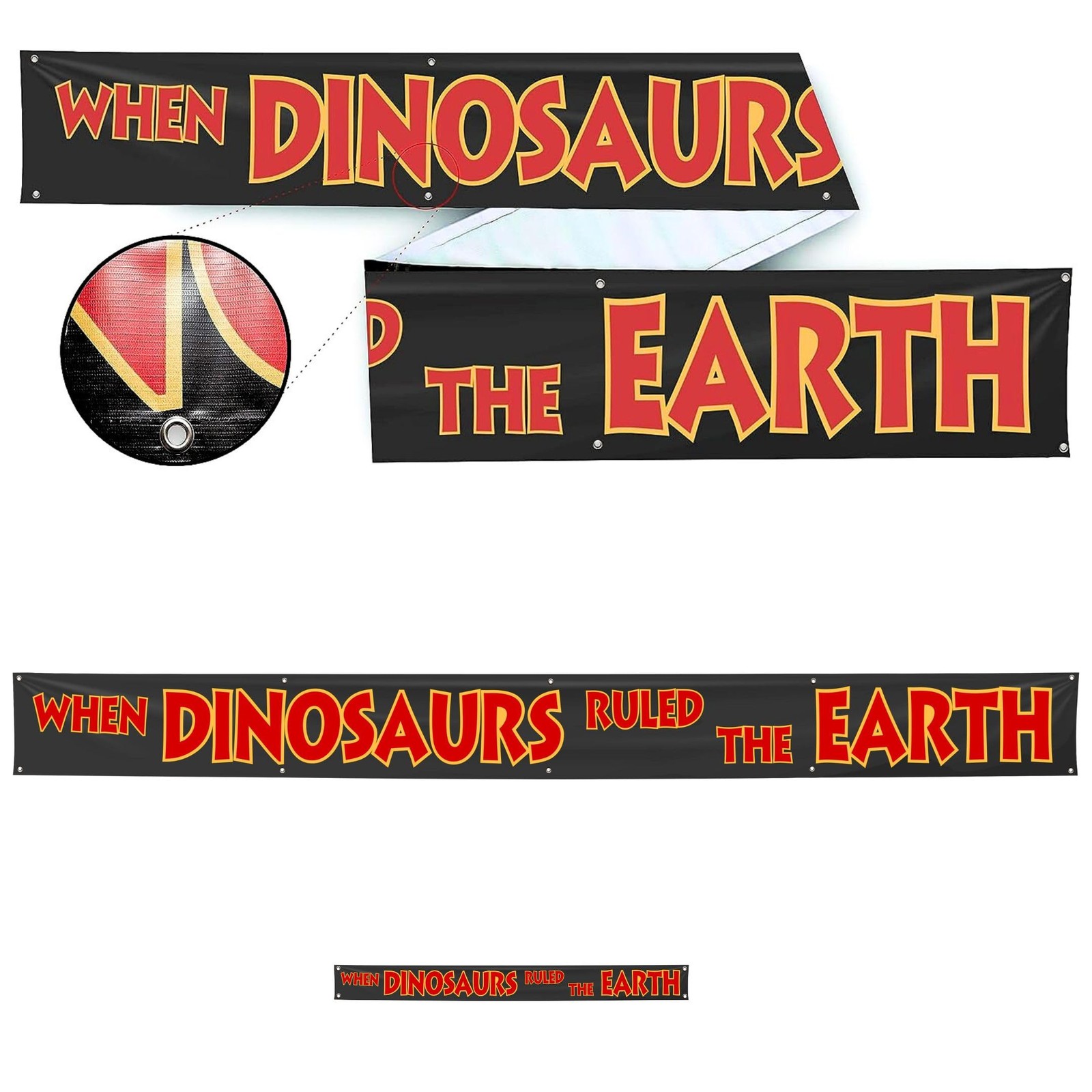 When Dinosaurs Ruled the Earth Banner (6"x60") Small, Black 