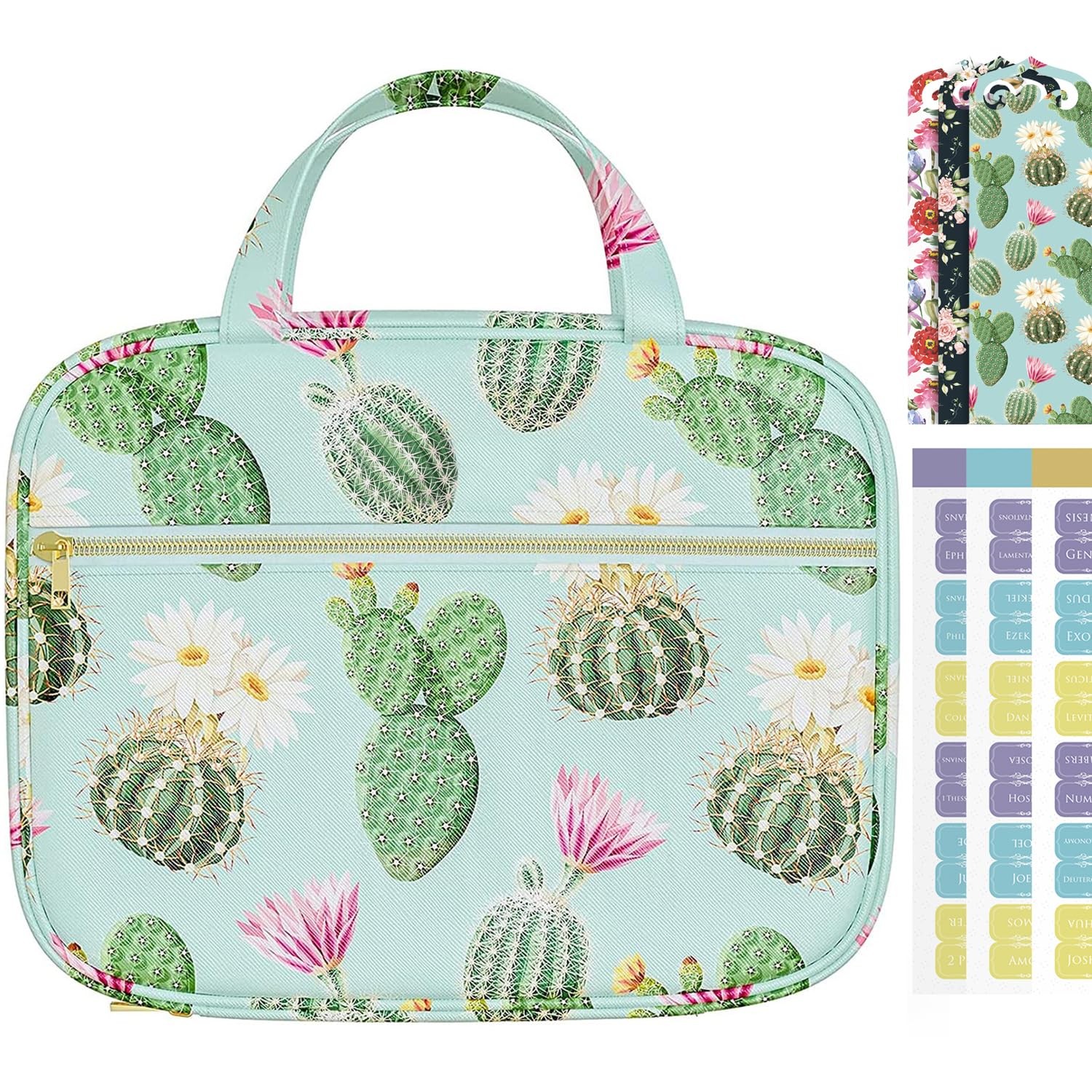 Bible Cover Bag Case for Women, Cactus Synthetic Leather Standard, 