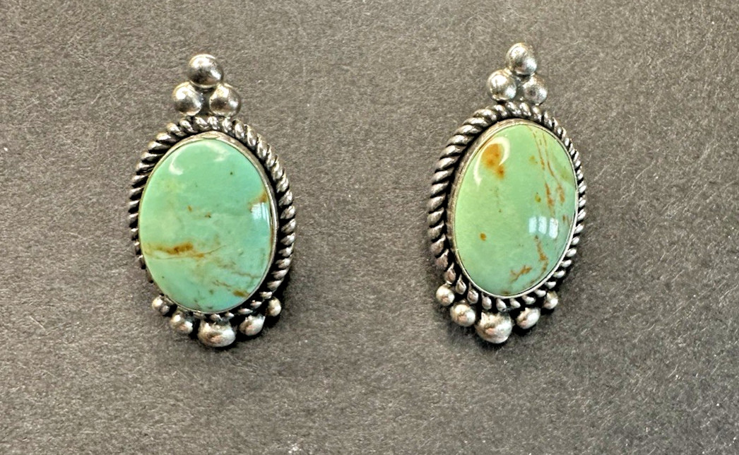 Q.T. Quoc Turquoise Southwestern Sterling Silver Post Earrings