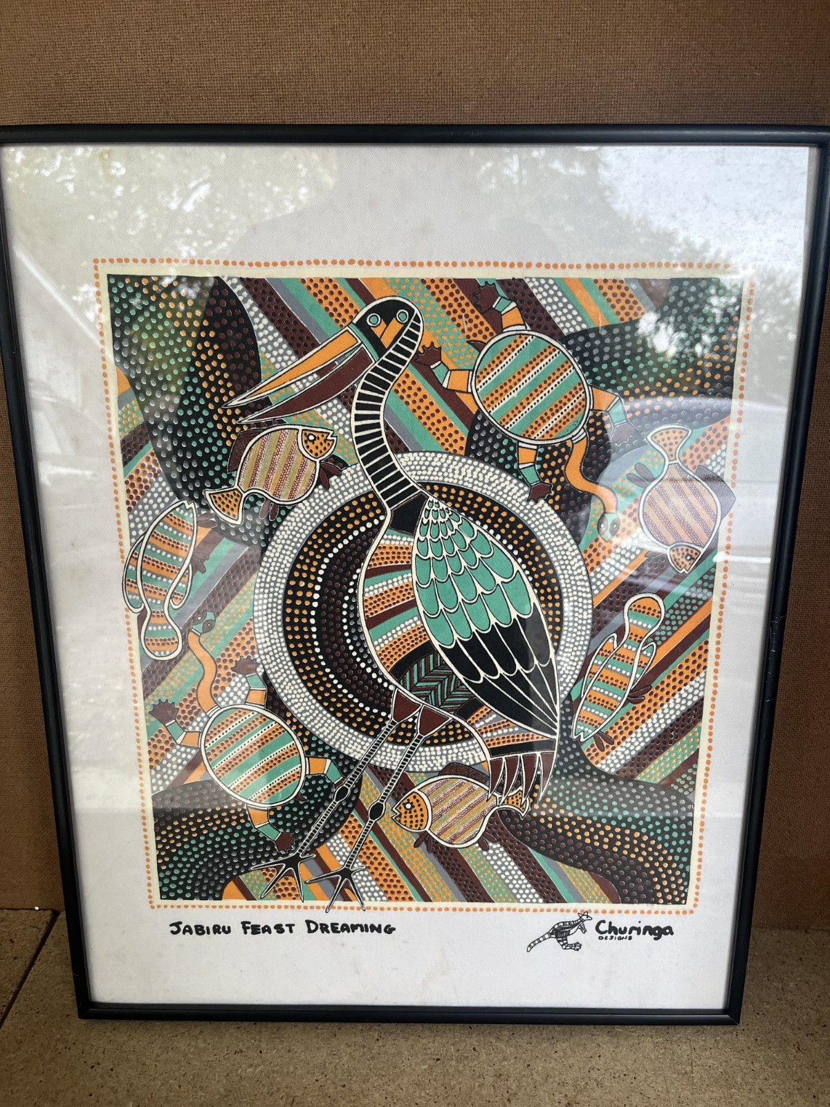 Aboriginal Canvas Art Print Churinga Australia "Jabiru Feast Dreaming” Framed