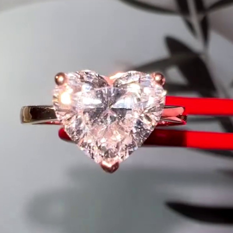 2.79CT Heart Cut Moissanite Solitaire Engagement Ring 14K  Yellow Gold Plated
