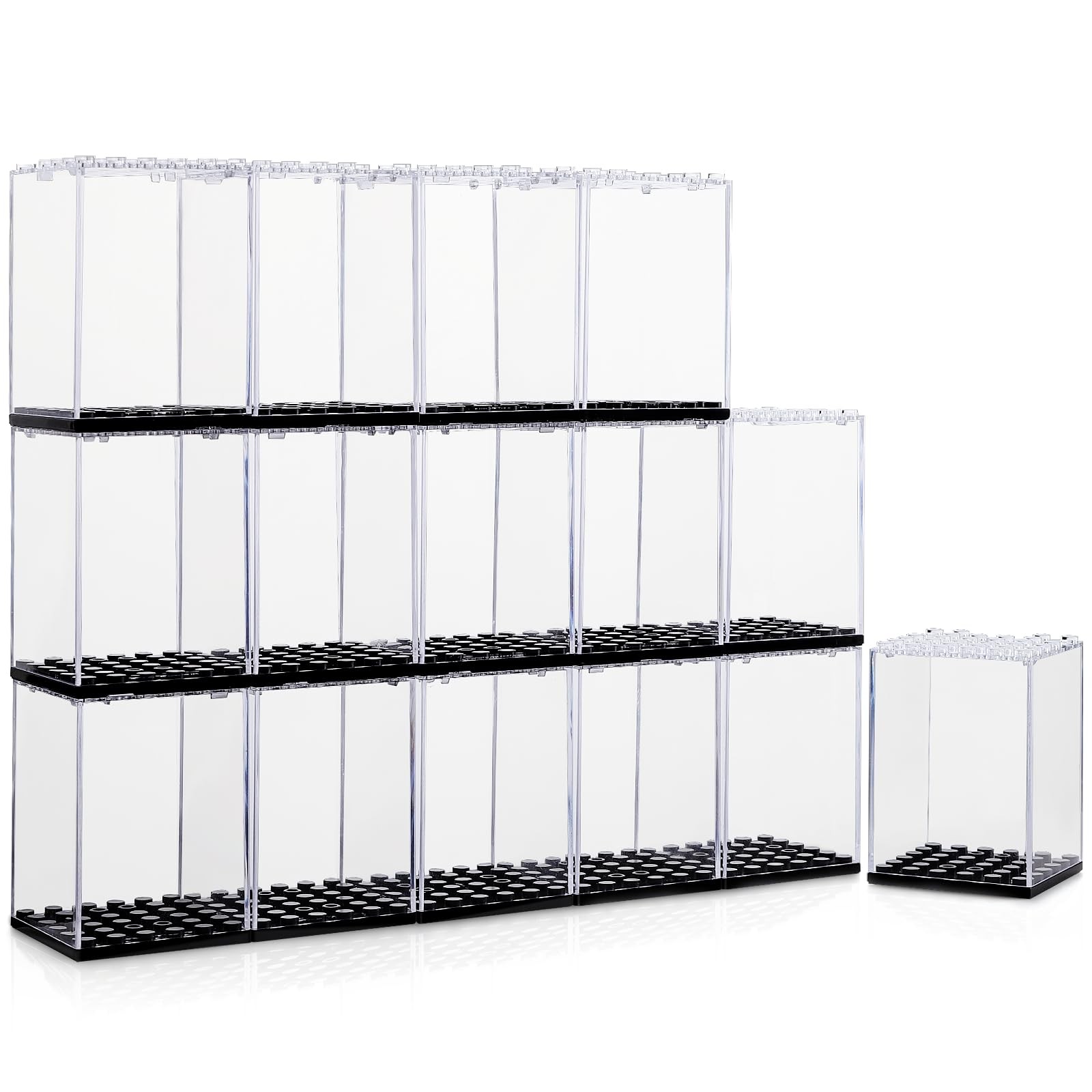 15 Display Cases Fits for Lego Minifigures, Mini-Figures Small, S - 15 Black 