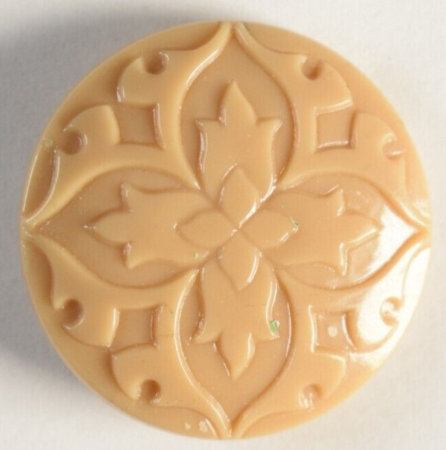 Early Vintage Glass Ornate Pattern Fancy Flower Button R143