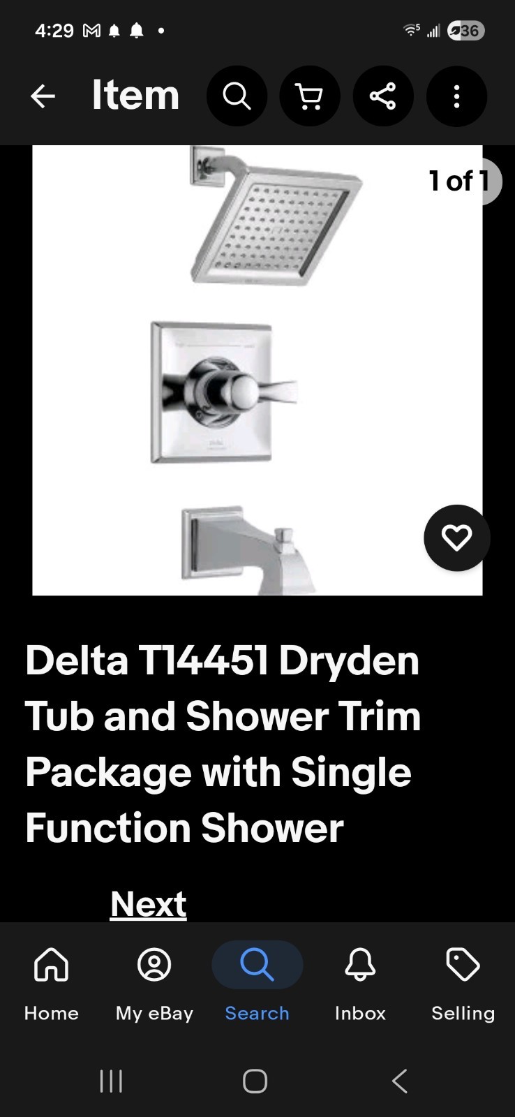 Delta T14451 Dryden Tub and Shower Trim Package with Single Function Shower