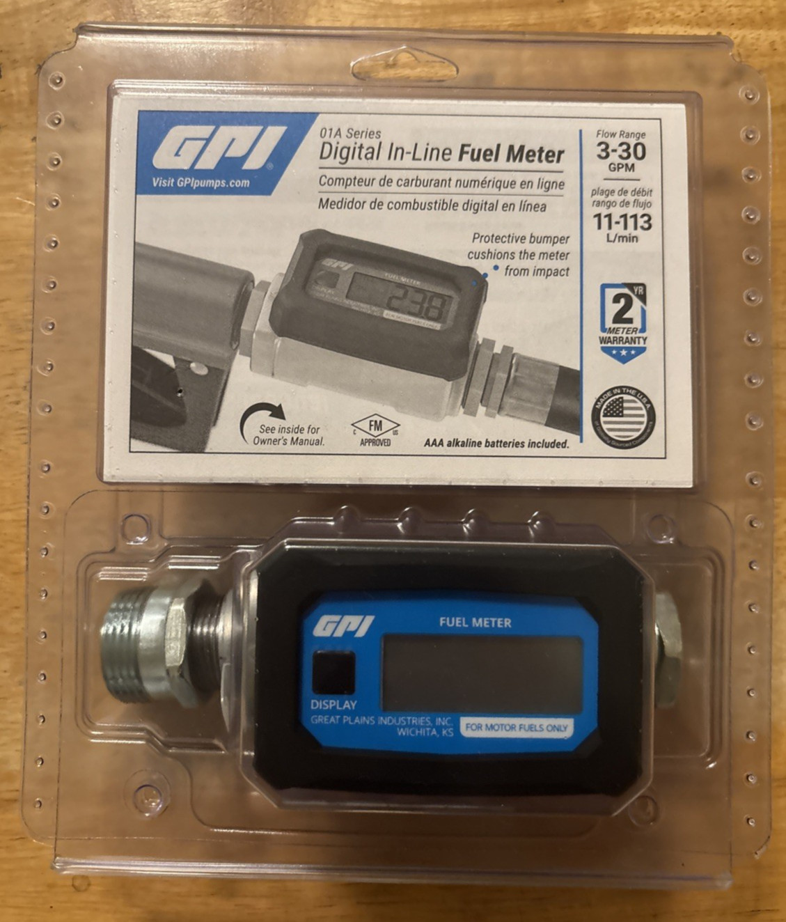 GPI 01A Series 3-30 GPM Digital In-Line Fuel Meter (113255-20)... FREE S&H!