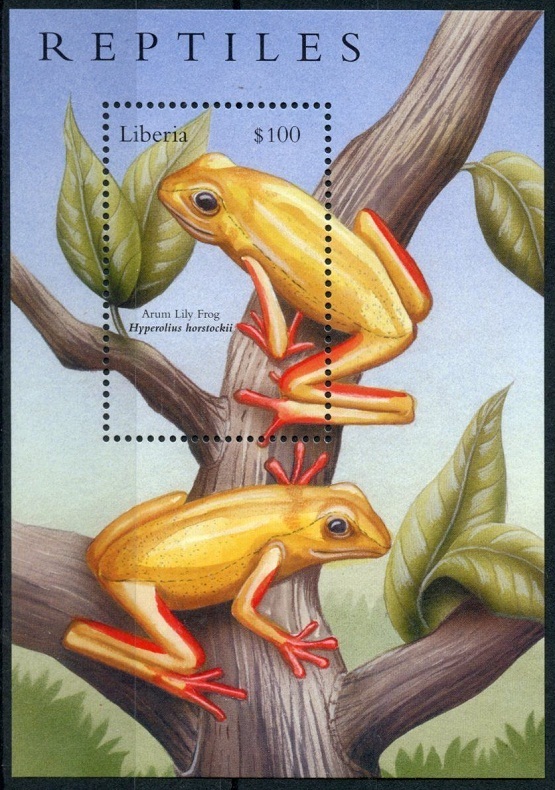 Liberia 2002 MNH MS, Amphibians, Frogs, Arum Lily Frog  