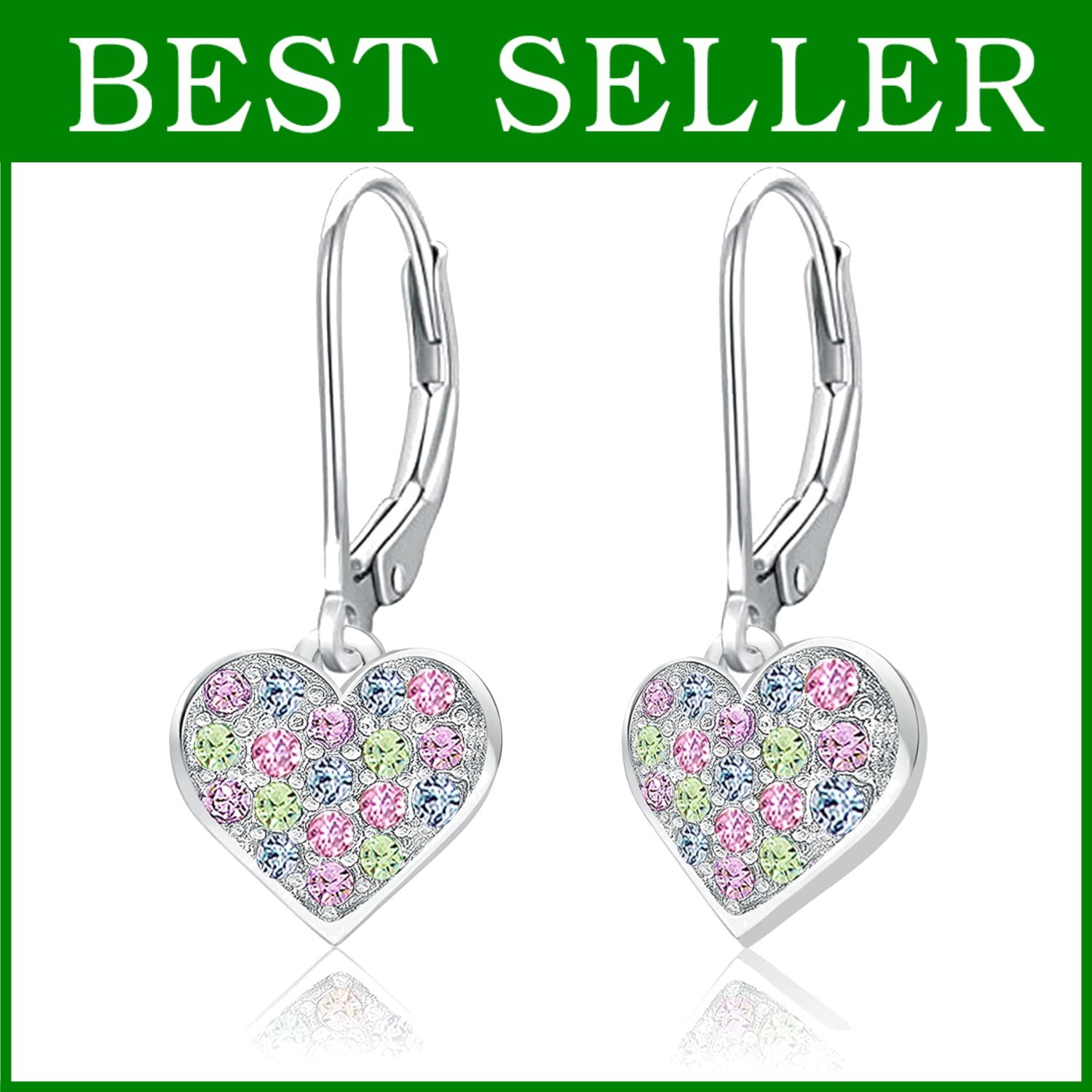 Girls' Heart Shaped Sterling Silver Earrings
