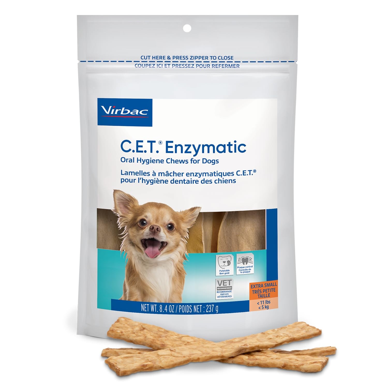 Virbac C.E.T. Enzymatic Oral Hygiene Chews for Dogs, Beef, 8.4 oz