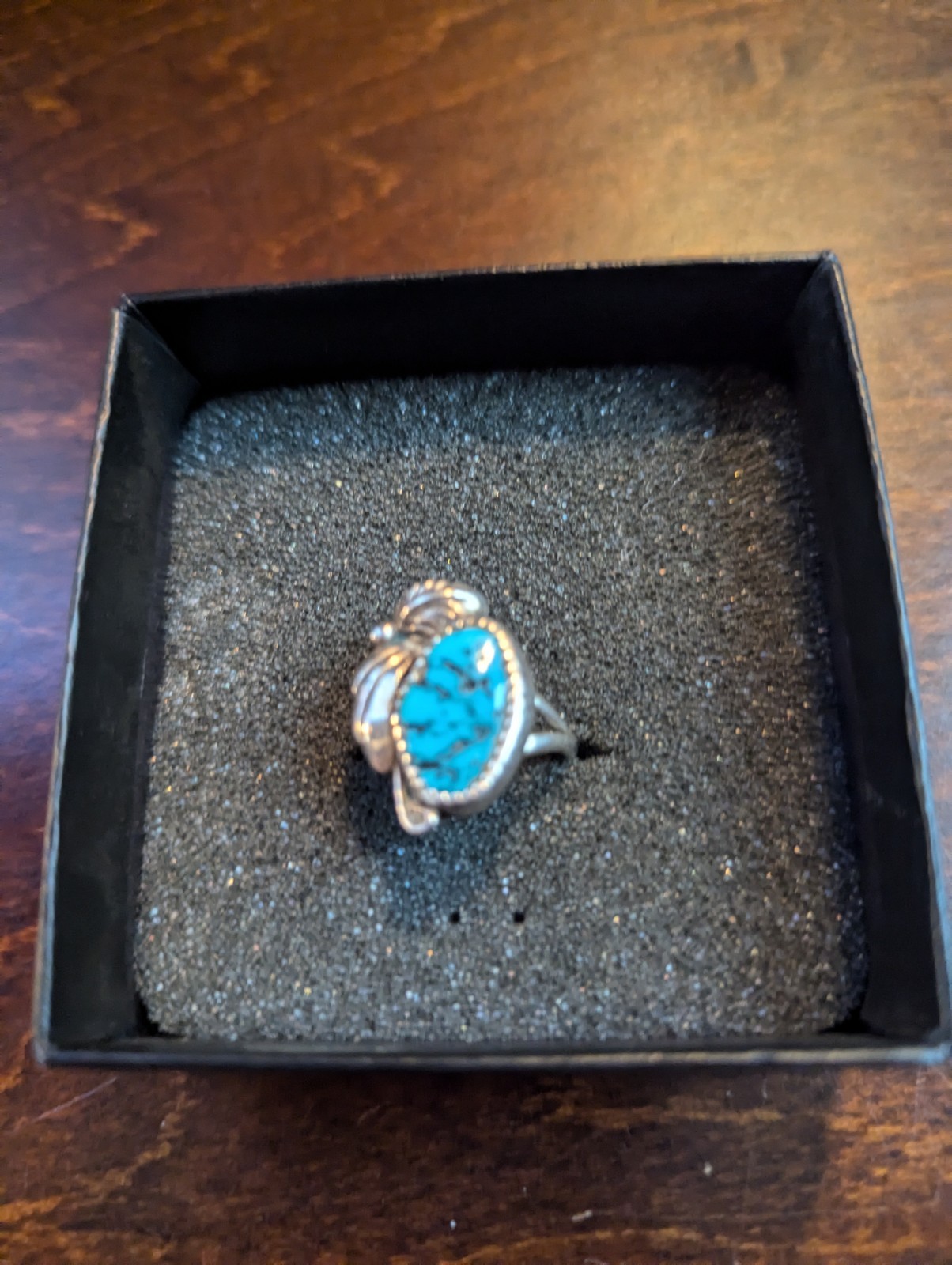 Sterling Silver Turquoise Oval Ring Native American Style Bezel Setting