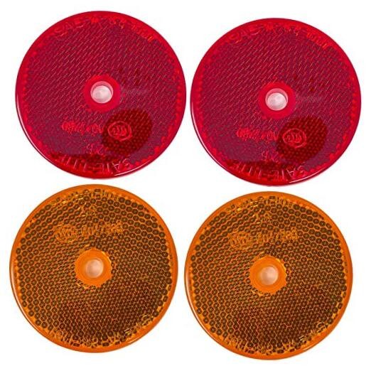 Class A 2" Round Reflector with Center Mounting Hole - 2x Amber + 2x Red