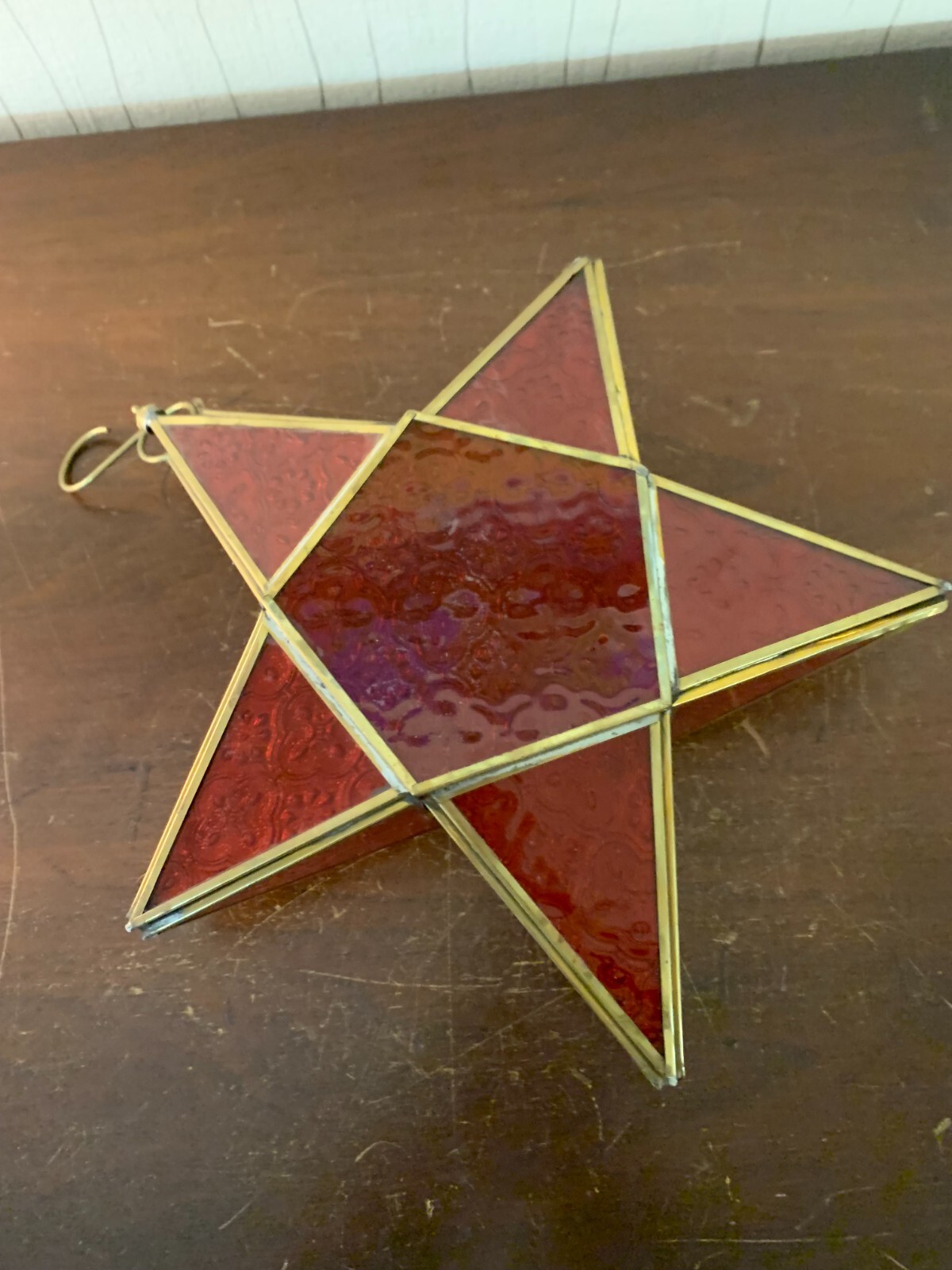 Star-shaped Glass and Brass Lantern