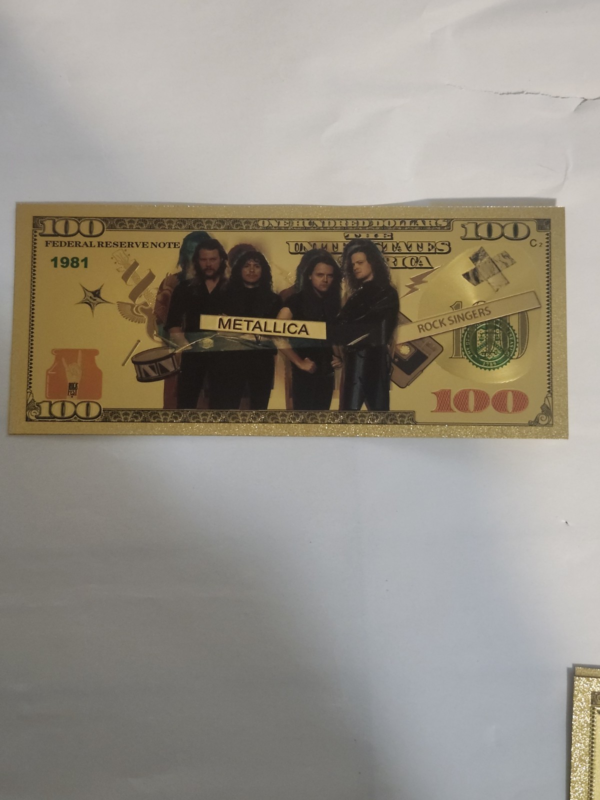 24k Gold Plated Foil Banknotes Novelty Rock Legends Metallica
