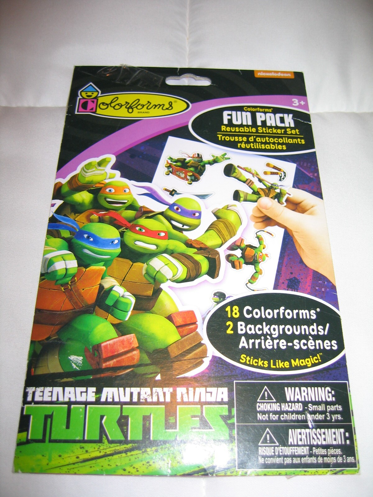Colorforms Teenage Mutant Ninja Turtles Set 18 Reusable Stickers 2 Backgrounds