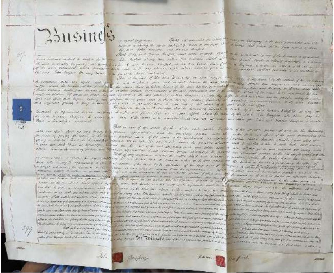 176-Year-Old 1849 English Multi-Sheet Vellum Indenture Wax Seals Revenue Stamp 