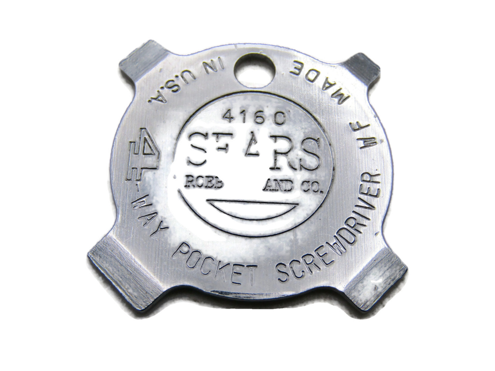 Sears Craftsman 4-Way Pocket Screwdriver Keychain Charm Silver Tone