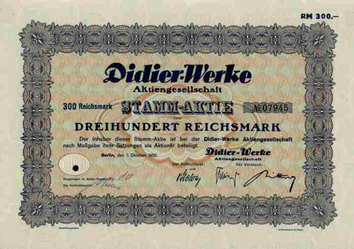 Didier Werke 1932 Berlin Eisenberg Marktredwitz Radex RHI Chamotte Szczecin 300 M