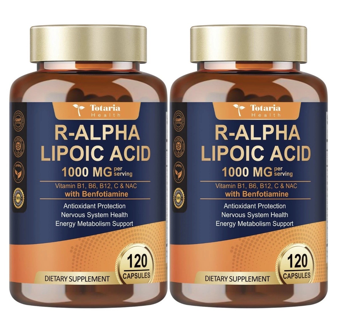 (2 Packs) R Alpha Lipoic Acid 1000mg with Benfotiamine - Sodium ALA Supplement f