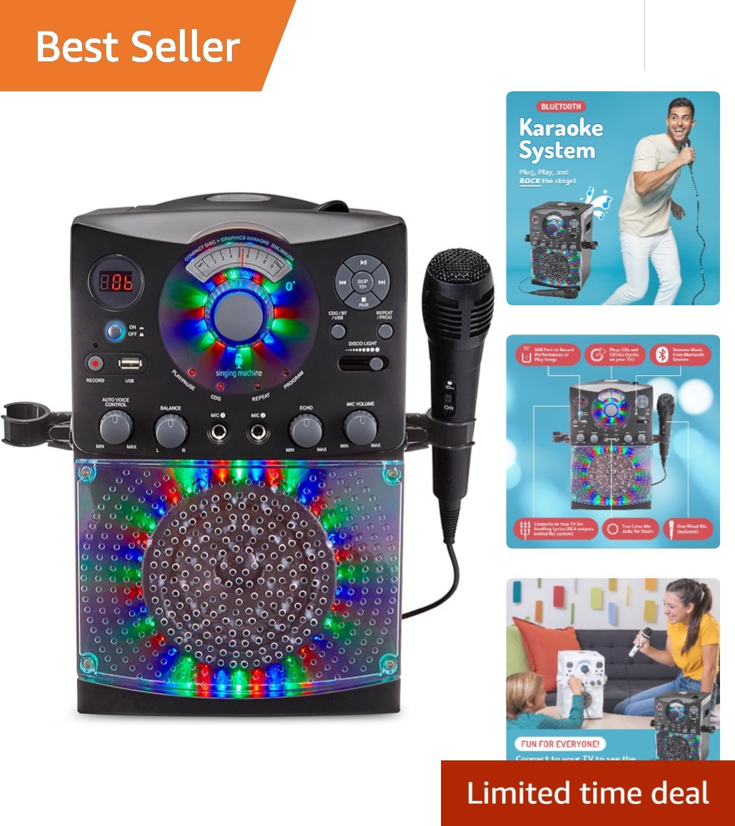 Ultimate Karaoke Machine for Parties - Bluetooth, USB & LED Lights Included