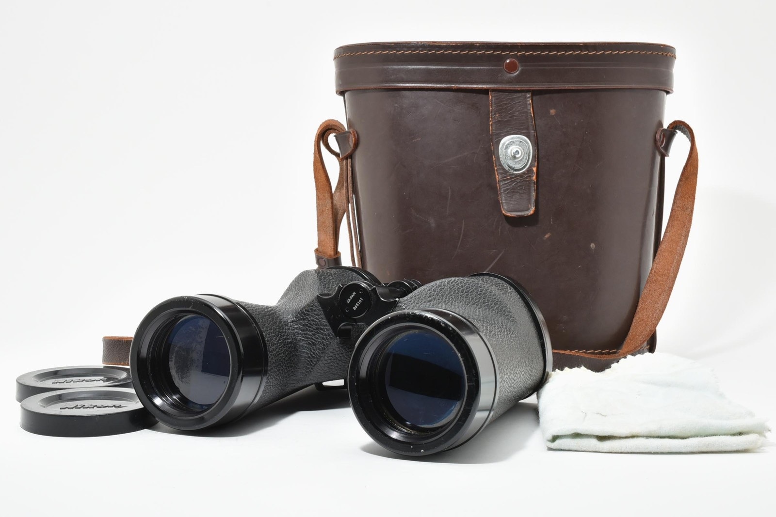 [Near Mint w/Leather Case] Nikon Binoculars 7x50 7.3° Black Vintage From JAPAN