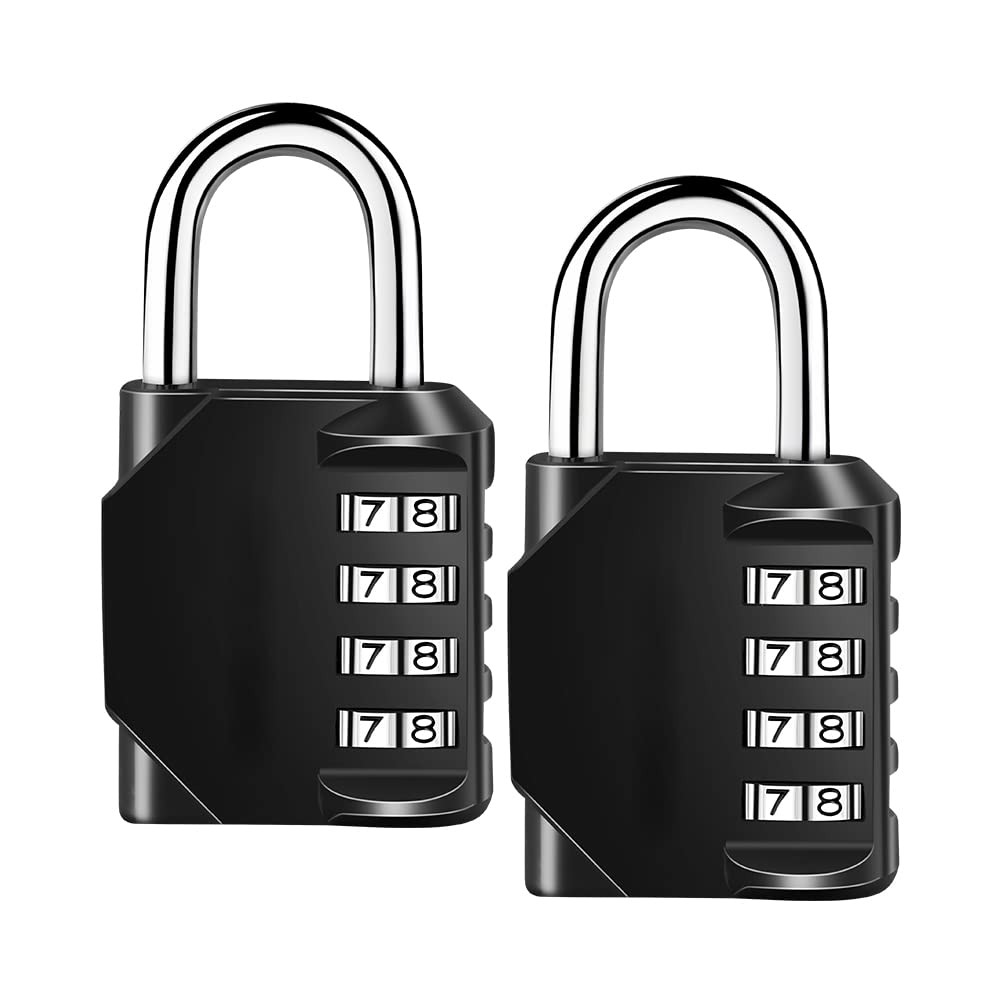 2 Pack Combination Lock Resettable Padlock, 4 Digit Coded Padlock Combination...