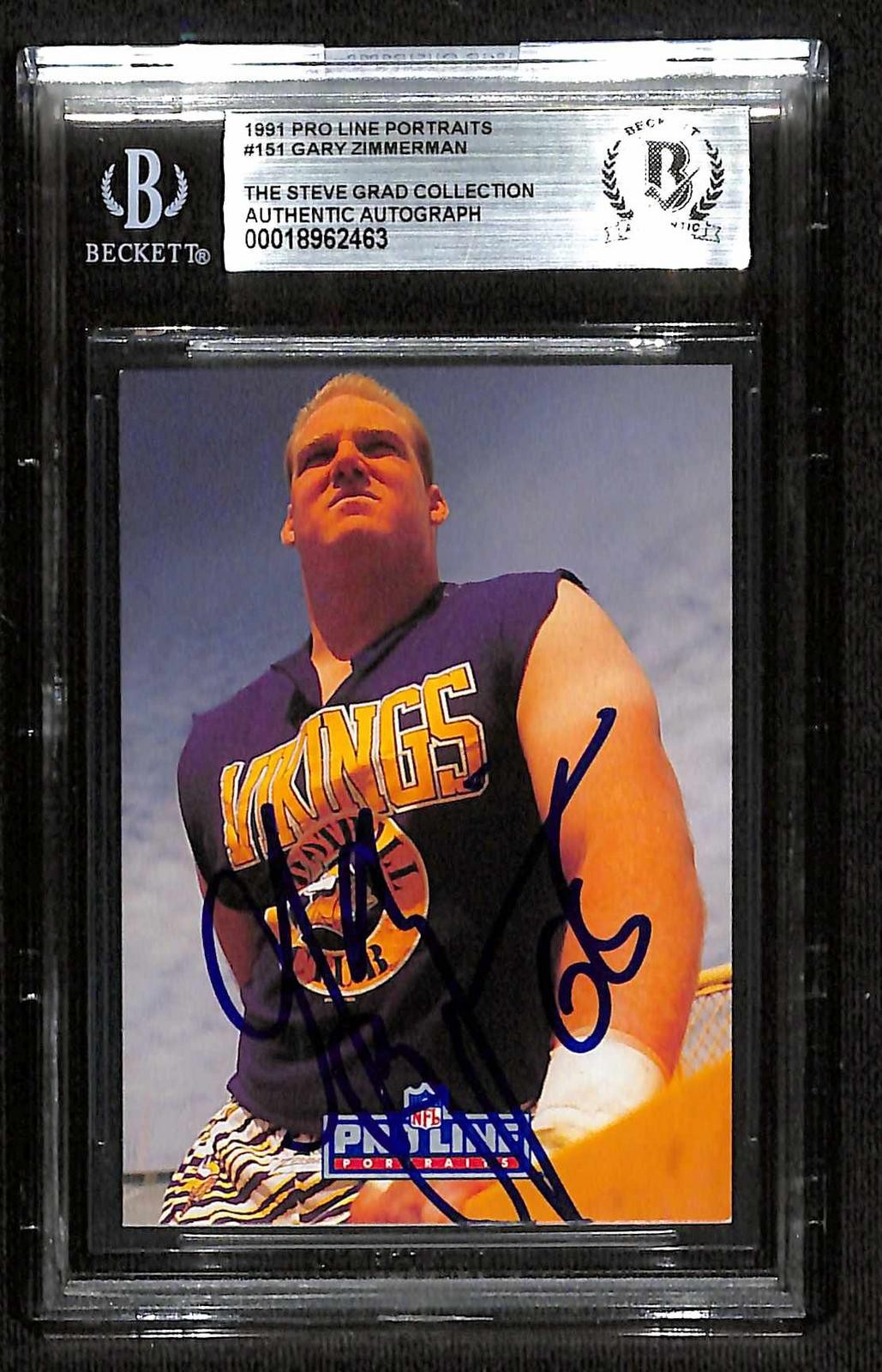 Gary Zimmerman Minn Vikings Signed 1991 Pro Line Portraits #151 Card Beckett